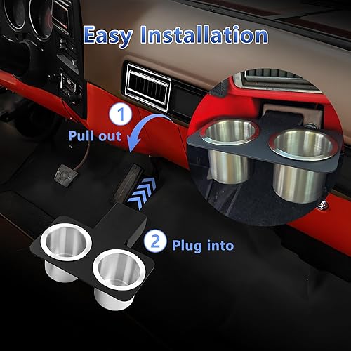 Miniatura 5 de Portavasos para camión compatible con Chevy y GMC serie CK 1973-19871991  Soporte de aluminio desmontable para bebidas CK 102030  Soporte para