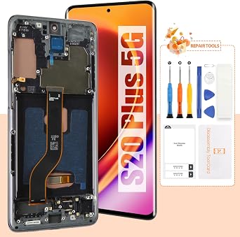 OLED Screen for Samsung Galaxy S20 Plus 5G Screen Replacement for Samsung S20+ LCD Screen SM-G986,SM-G986F Touch Display Digitizer Assembly Repair Parts with Framewith Fingerprint Function Black