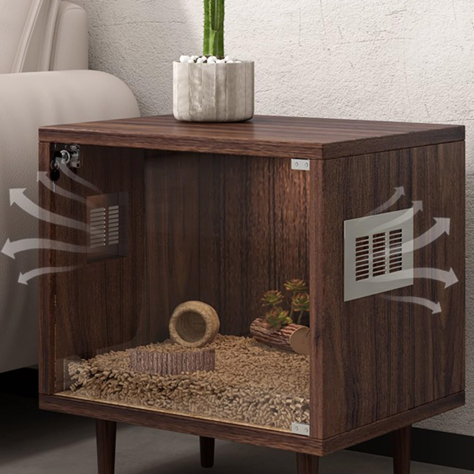 Meerschweinchenkäfig und Hamsterkäfig aus Holz – leicht zu reinigen, ideal für kleine Haustiere, auch als TV-Schrank nutzbar, Zubehör nicht im Lieferumfang enthalten