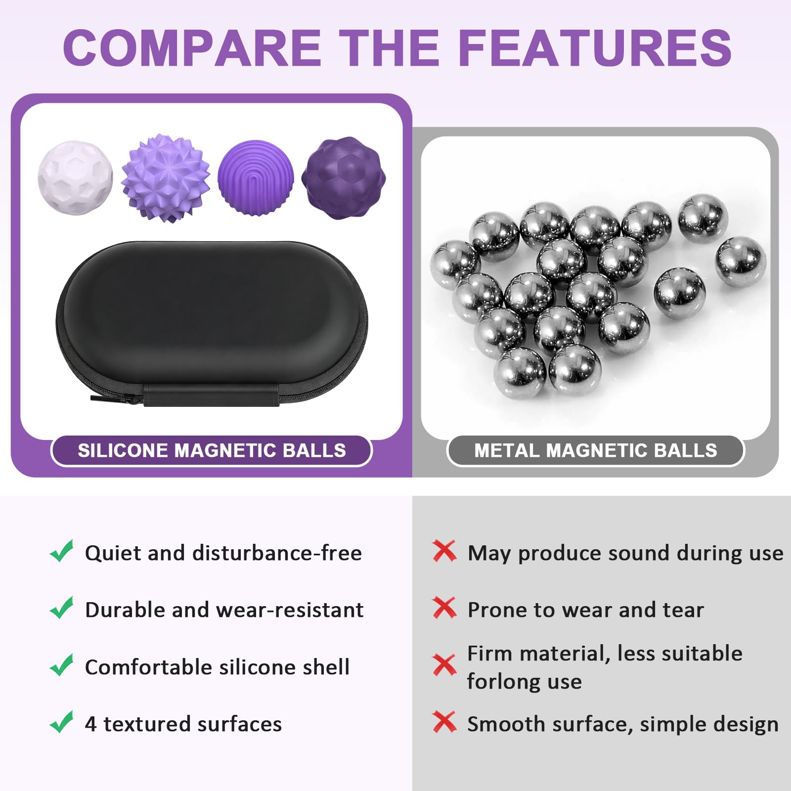 Palline Magnetiche Antistress In Silicone - Set Di 4 Sfere Magnetiche Con Custodia Portatile - Giocattolo Sensoriale Per Ansia E Decompressione Per Adulti E Bambini