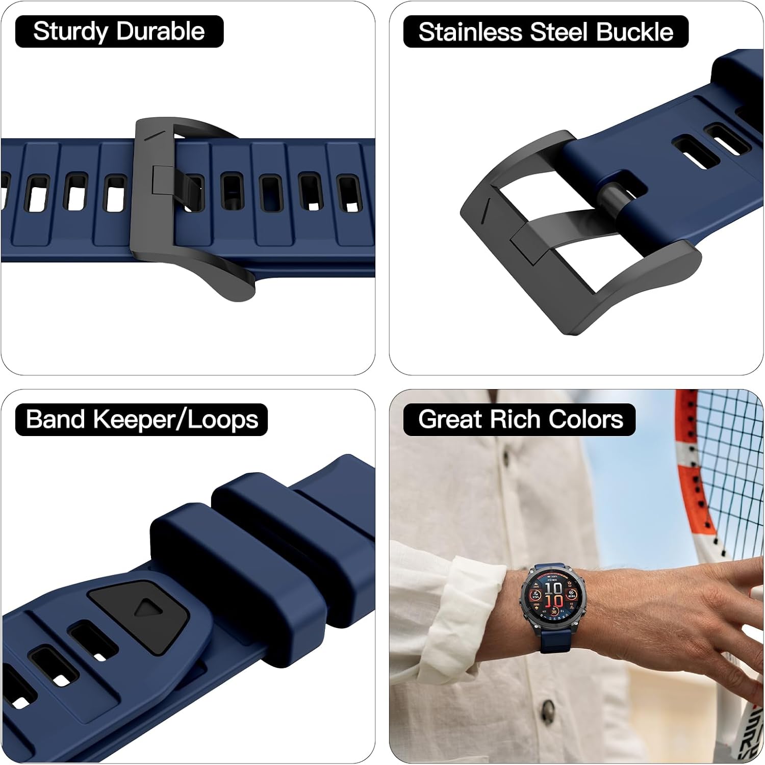 OVERSTEP Watch Bands Compatible with Fenix 8 Solar/Amoled 47mm 22mm Soft Siliocne Strap for Garmin Fenix 5/Fenix 5 Plus/Fenix 6/Fenix 6 Pro/Fenix 7 Smartwatch - Image 6