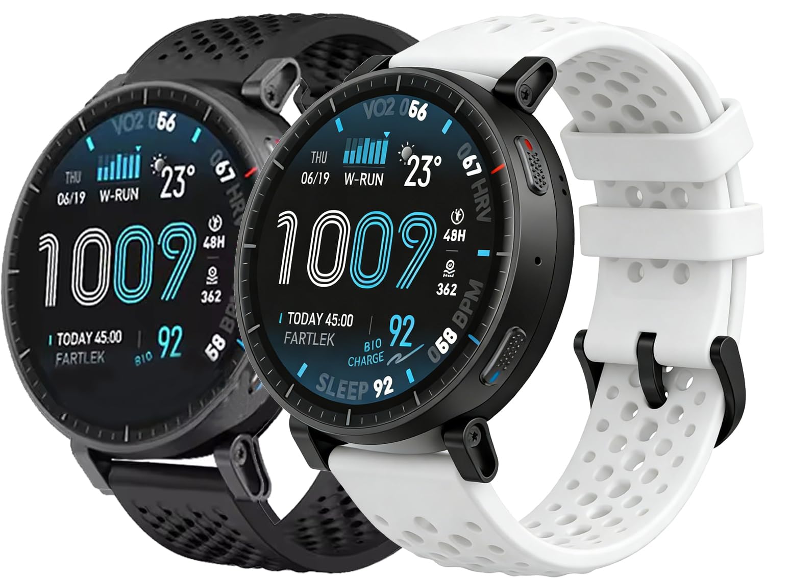 2 Pack Watch Strap for Amazfit Active Max/Balance 2, Quick Release Replacement Soft Silicone Waterproof Adjustable Sport Wrist Band Strap, Black+White