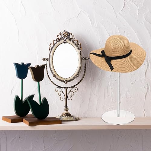 Miniatura 7 de Paquete de 2 soportes de acrílico transparente de 12 pulgadas para exhibición, soporte para sombreros con base redonda