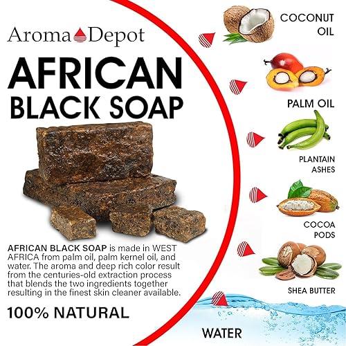 Miniatura 7 de Aroma Depot Jabón negro africano crudo 4oz jabón natural 100% crudo para acné, eczema, psoriasis, eliminación de cicatrices cara y lavado corporal.