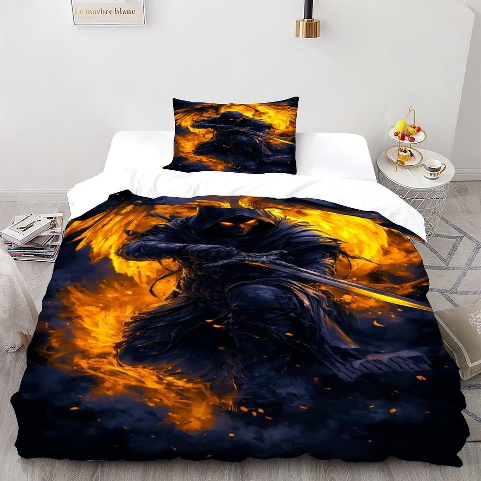 Épée aux Ailes de feu Housse De Couette Design Gothique Luxe en Microfibre