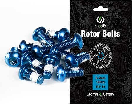 CNC 12 Pcs Bike Disc Brake Rotor Bolts, M5x10mm Screws for MTB/Road, Blue