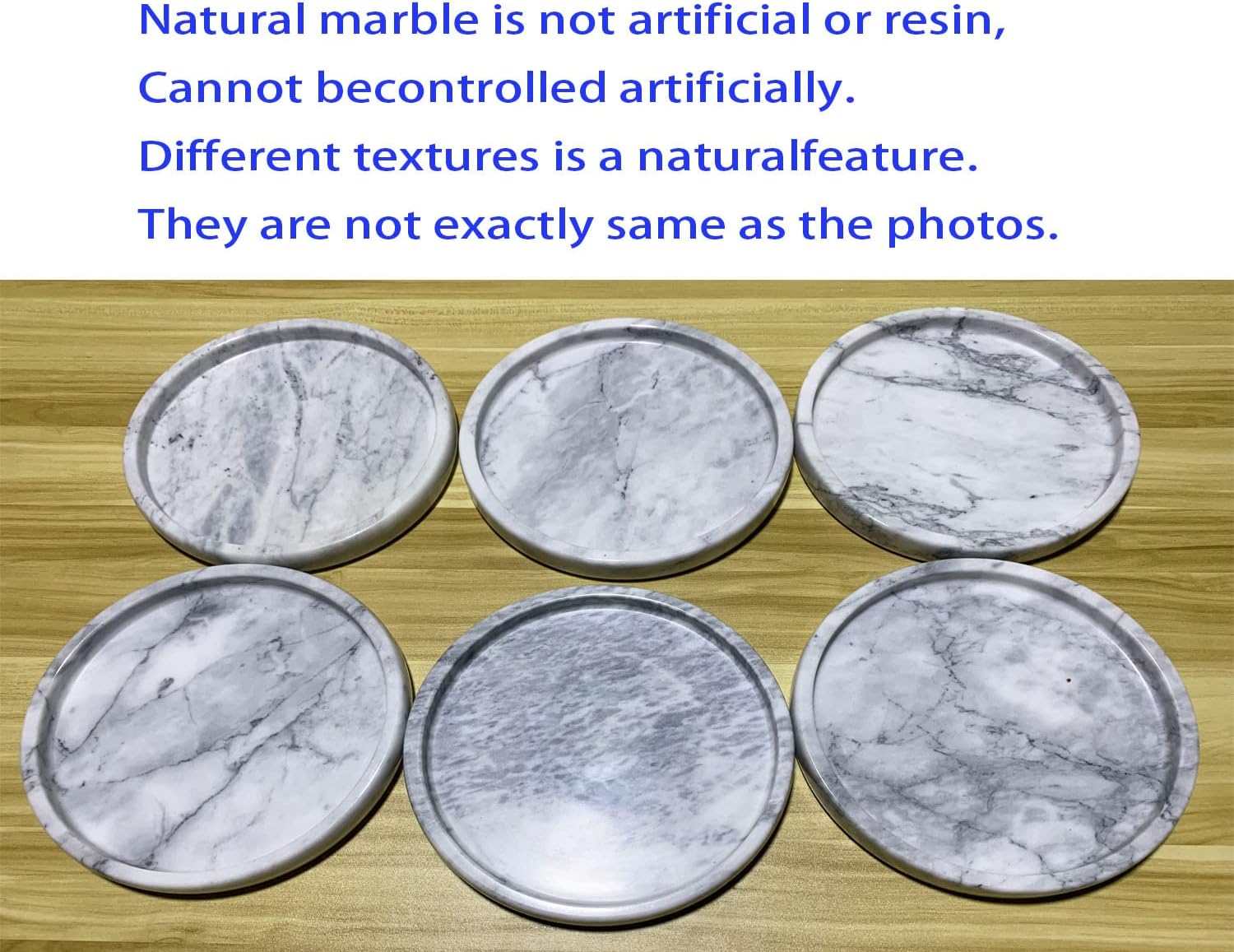 Natural Marble Tray, Round Marble Decorative Tray for Counter, Jewelry, Dresser, Bathroom, Kitchen White Round Tray,9.84Dx1.2H (White)