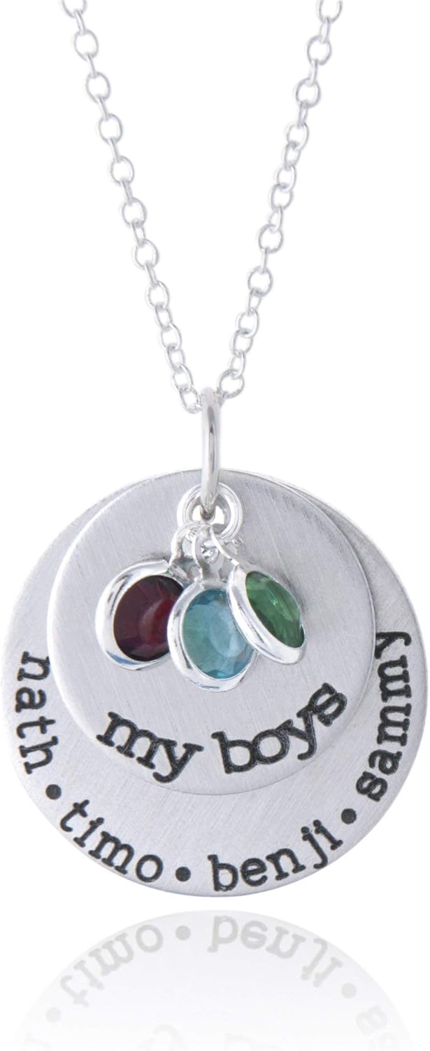 My Boys Necklace // Personalized Necklace with Kids Names and Birthstones // Hand Stamped Jewelry // Custom Necklace for Mom of Boys