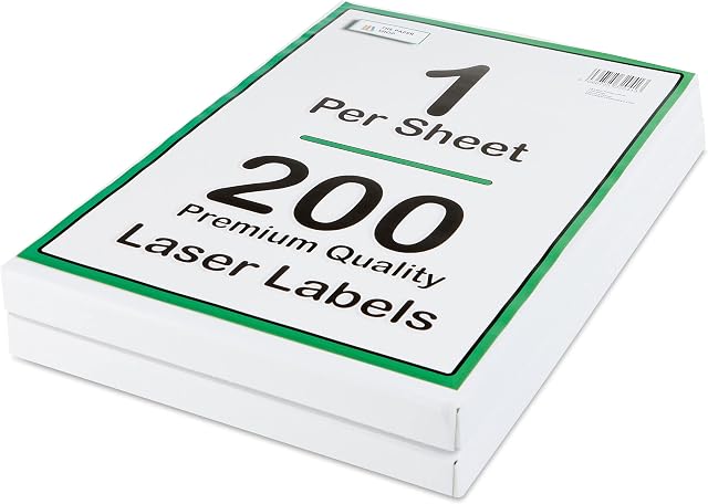 [200 Labels] Self Adhesive White Sticky Printer Labels for A4 Printer 1 per Sheet | Sticky Printer 1 per A4 Sheet Address Labels | Laser Printer Labels 1 per Sheet for All Types of A4 Printer