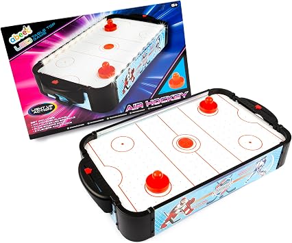 abeec Tabletop Air Hockey Game   LED Light-Up Air Hockey Table for Kids & Adults   Compact & Portable Set with 2 Pushers & 2 Pucks   Family Fun & Arcade Thrills