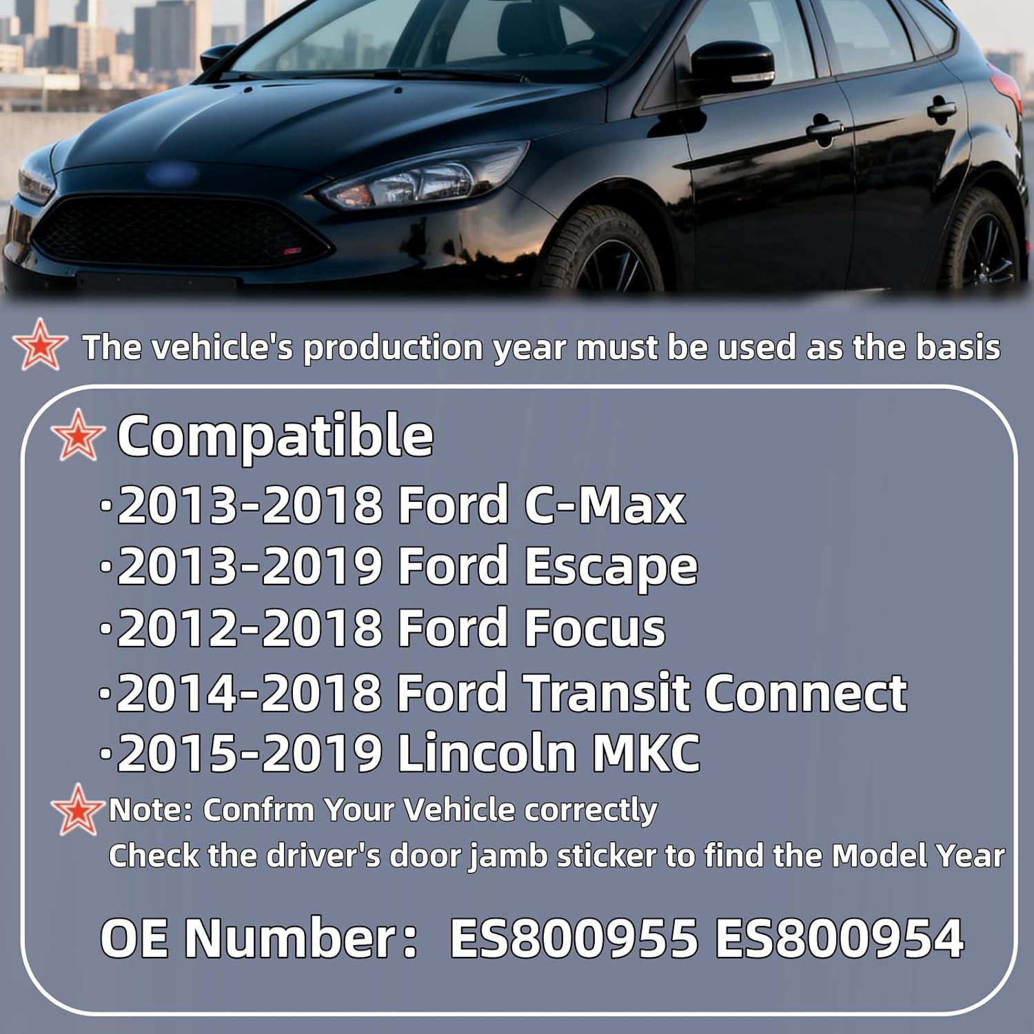 ES800954 ES800955 Front Outer Tie Rod End Kits 2 Pcs Left Right Automotive Replacement For 2012-2018 Ford Focus 2013-2018 Escape C-Max 2014-2018 Transit Connect 2015-2019 Lincoln MKC Black