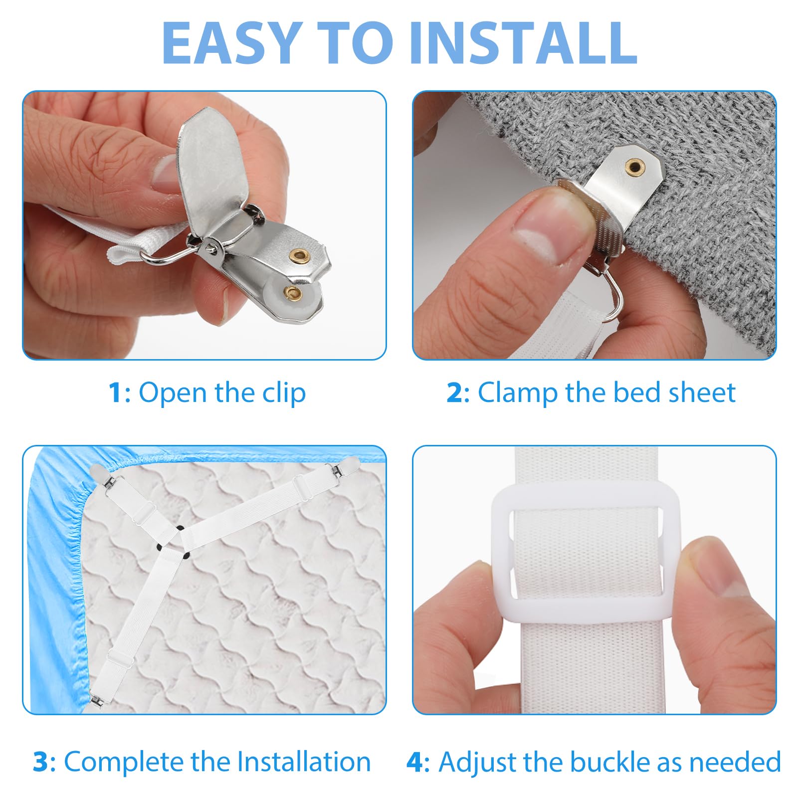 Bed Sheet Holder Straps, Bed Sheet Fasteners Suspenders Adjustable