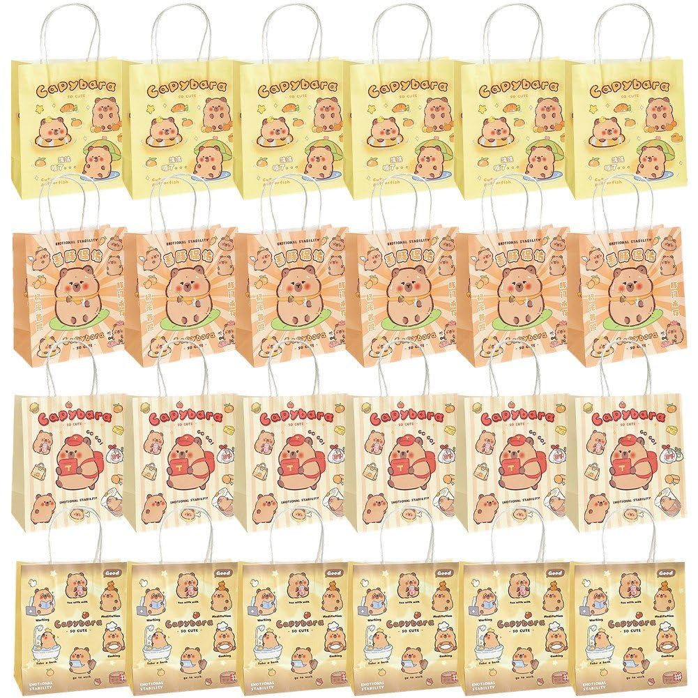 Sac cadeau capybara en papier résistant pour emballage de fête rapide