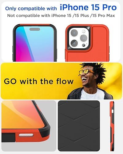 Miniatura 2 de AICase Funda para iPhone 15 Pro con protector de pantalla de vidrio + lente de cámara, resistente protección contra caídas, cuerpo completo,