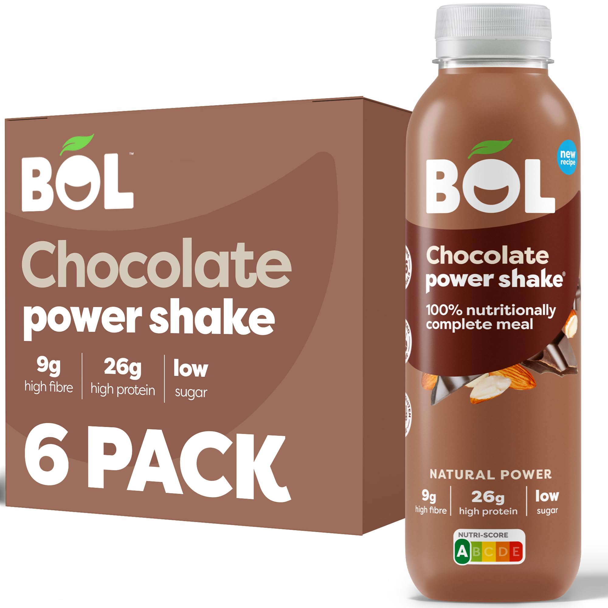 BOL Chocolate Power Shake Ready-to-Drink, 6 x 410ml Bottles