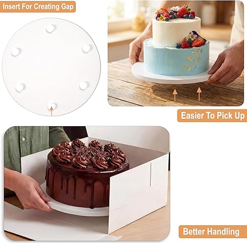 Miniatura 6 de Elegante tambor de tablero para tartas de 8, 10 y 12 pulgadas (3 tamaños, 12 paquetes en total) Herramienta de apoyo gratuita Redondas