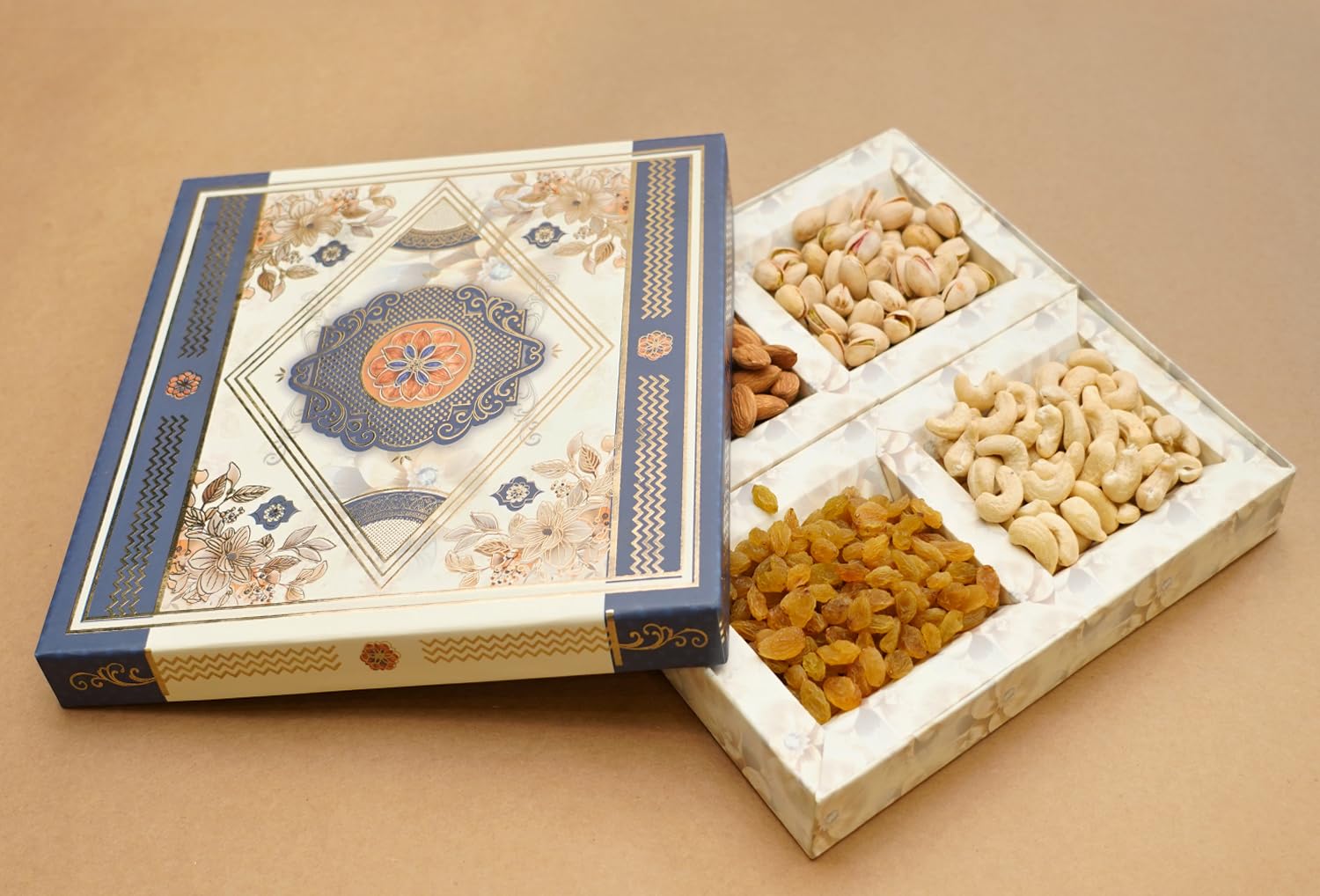 Ghasitaram Gifts Jaiccha Blue Dryfruit Box 400 GMS|Gift for Diwali,Holi,Valentine,Birthday,Anniversary,Gift for Her,Him,Mothers Day,Fathers Day|