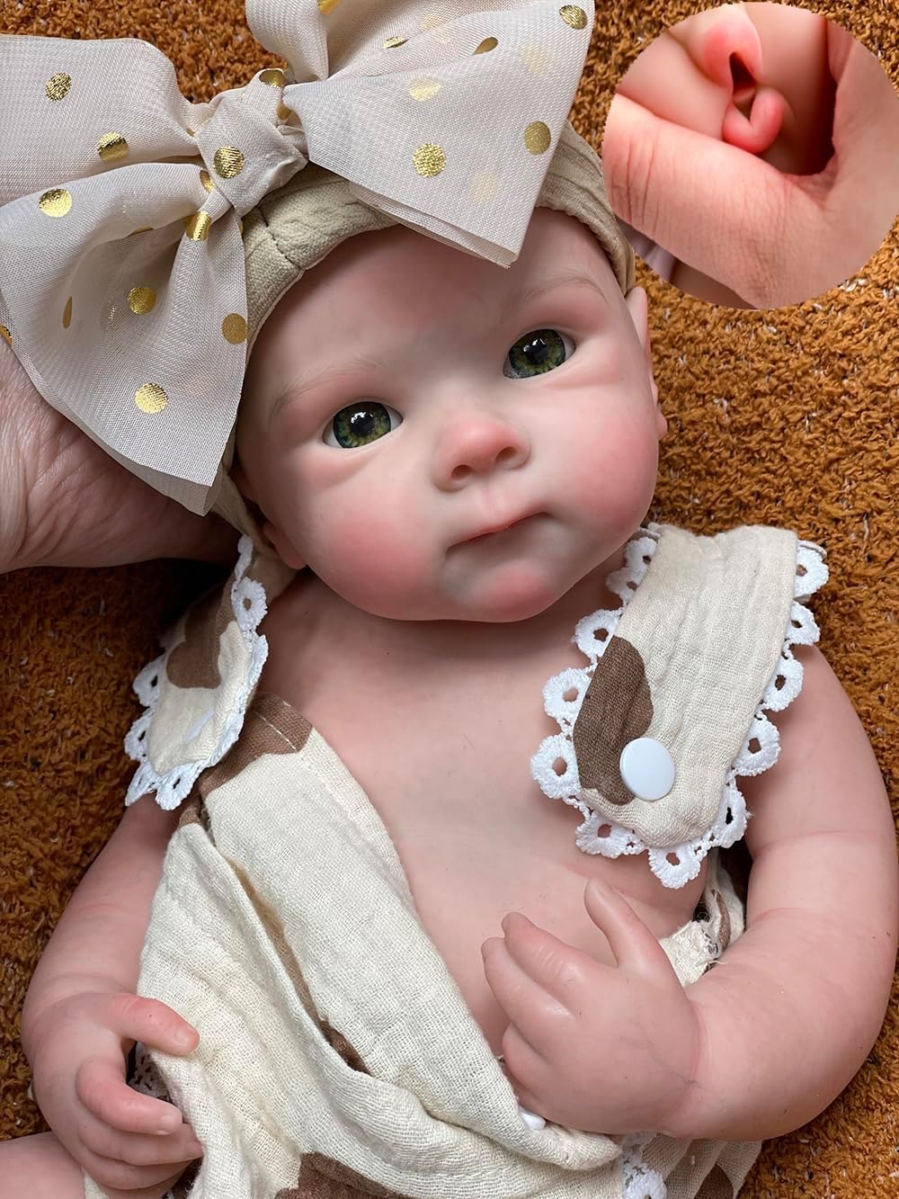 Abenduot Bambola da 45 cm di Abenduot con bocca apribile, bambole neonate in silicone anatomicamente corrette, bambole neonate realistiche in silicone massiccio a corpo intero, flessibili