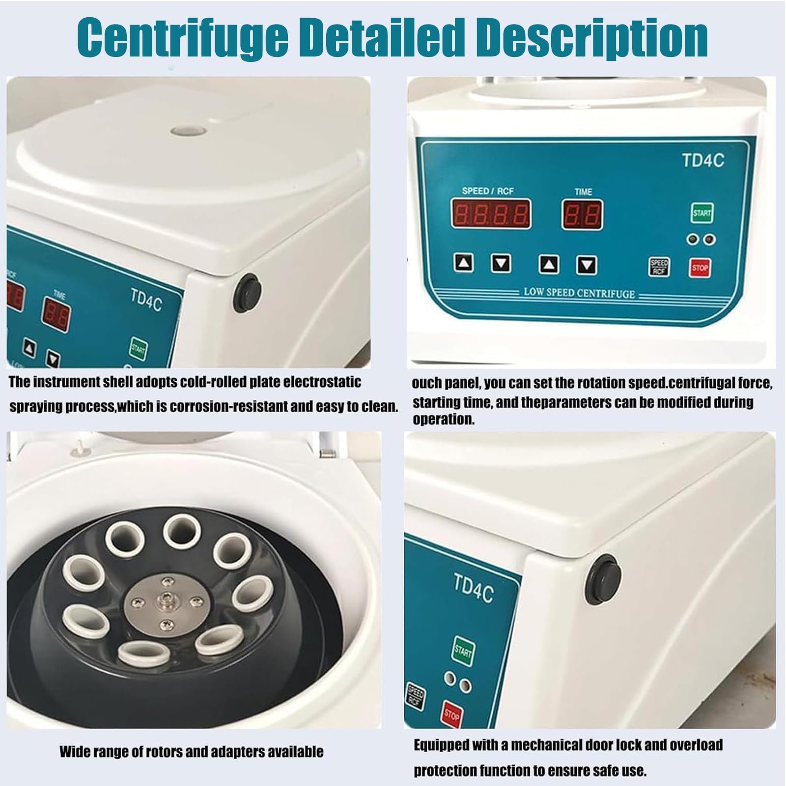 Máquina centrífuga de baja velocidad, centrífuga digital de mesa de 4000 RPM con temporizador ajustable, separador de plasma de suero PRP para tubos de 8 x 15 ml en laboratorio y clínica de belleza