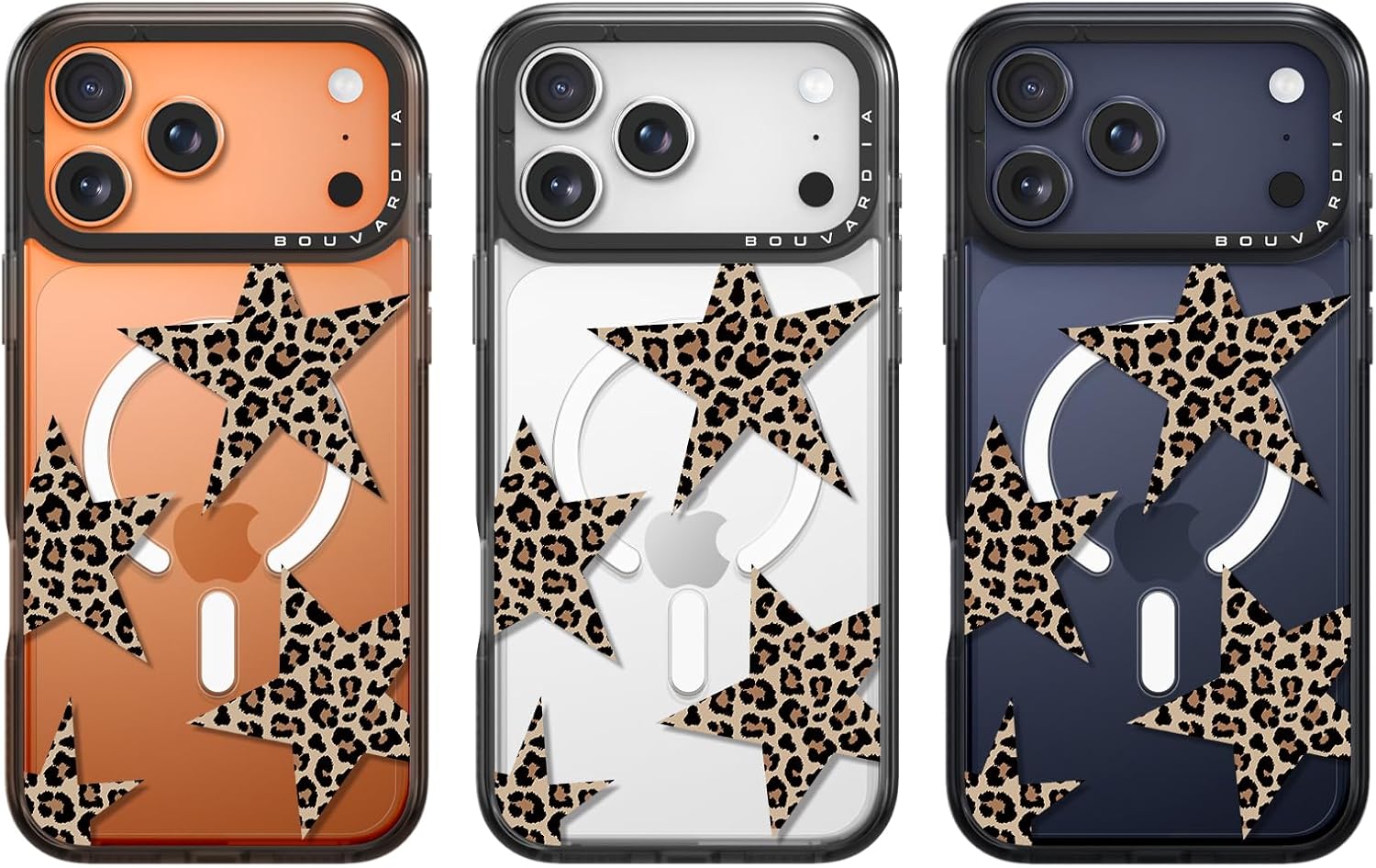 Bouvardia for iPhone 17 Pro Max Case, Compatible with Magsafe, Cute Design for Women & Girls, Protective & Aesthetic, Cheetah Theme - Leopard Stars