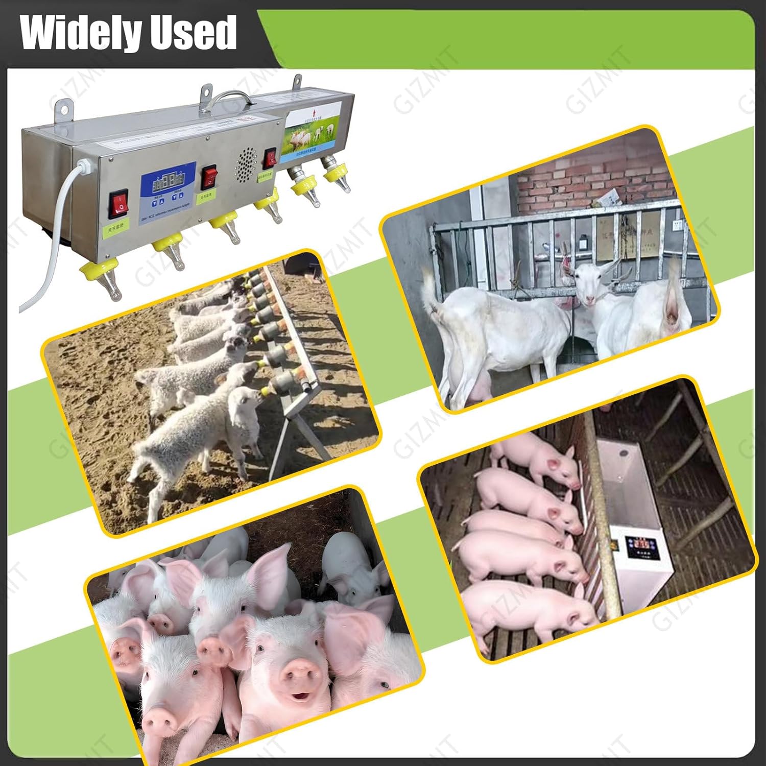 Automatic Lamb Drink Feeder, Wall Mounted 6 Nipples Animal Milk Feeder with Sound Simulation, Constant Temperature Milk Feeder for Sheep, Pigs