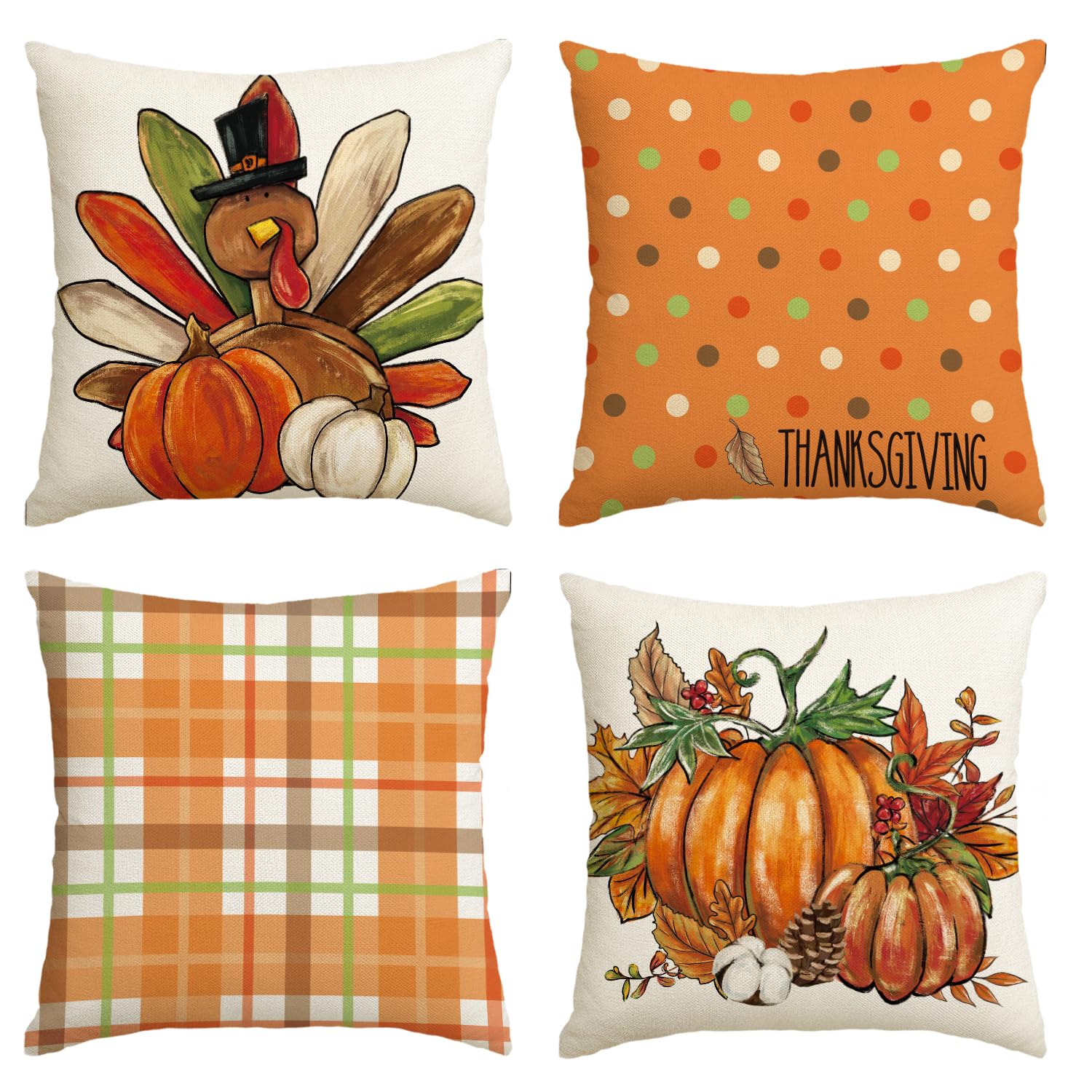 Housses de coussin dinde citrouille AVOIN colorlife anti-usure 40x40