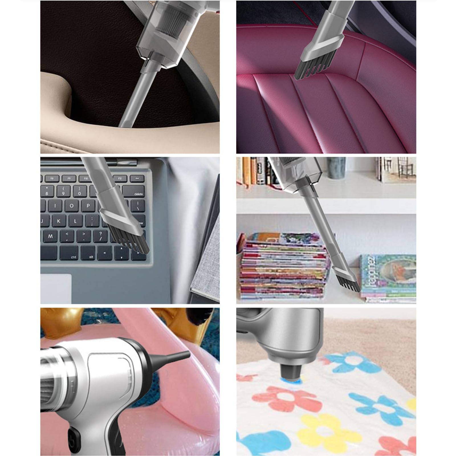 3 In 1 Aspirabriciole Senza Fili Ricarica USB Aspirapolvere Portatile Auto, Pet Hair Eraser - Aspirapolvere a Mano per PC，Tastiera, Ufficio, Auto, Pulizia Della Casa (Gray)
