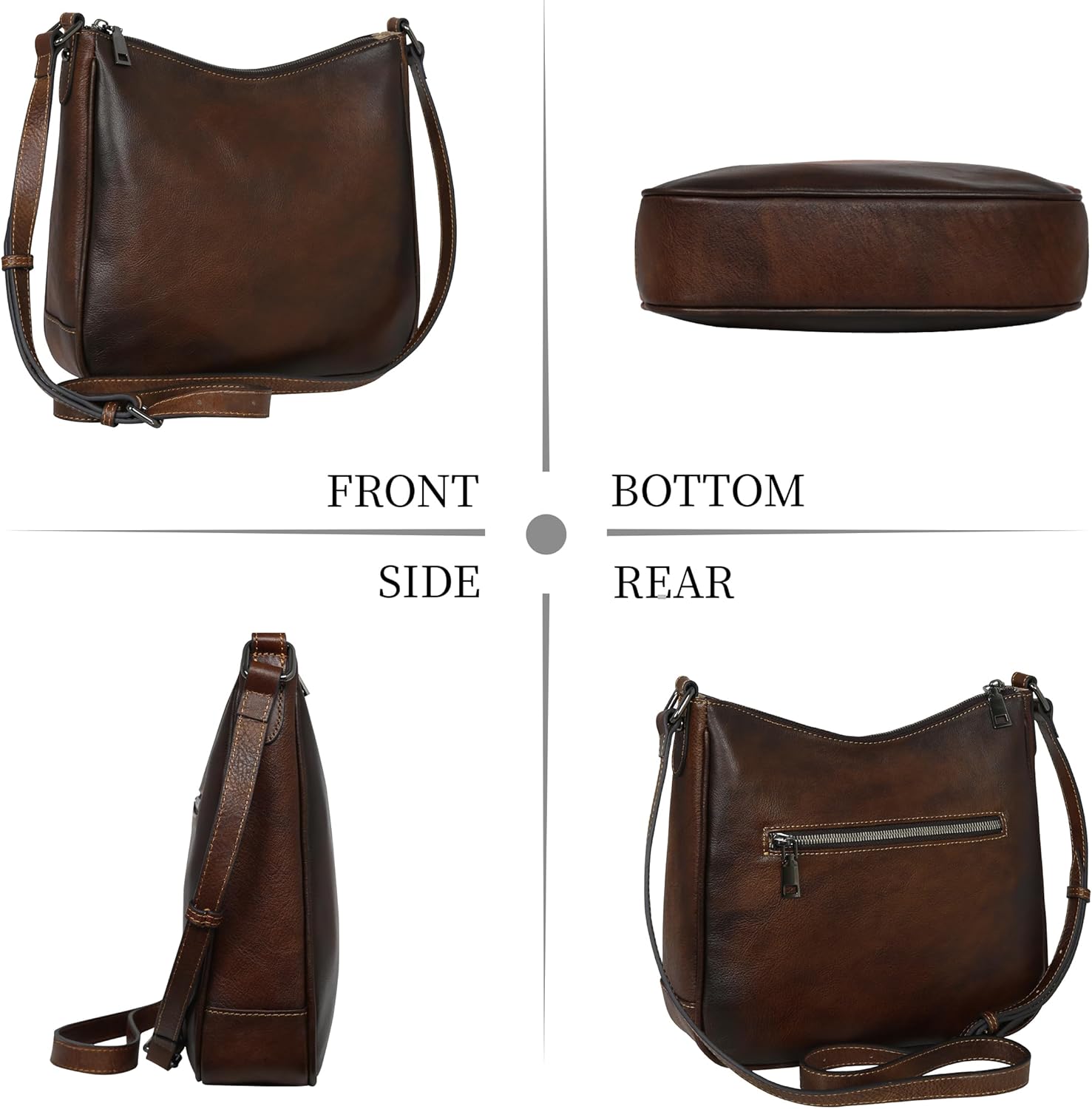 Iswee Leather Crossbody Bag for Women Purses and Handbags Adjustable Shoulder Purse Pocketbooks Travel Hobo Work Tote Daily - Image 4