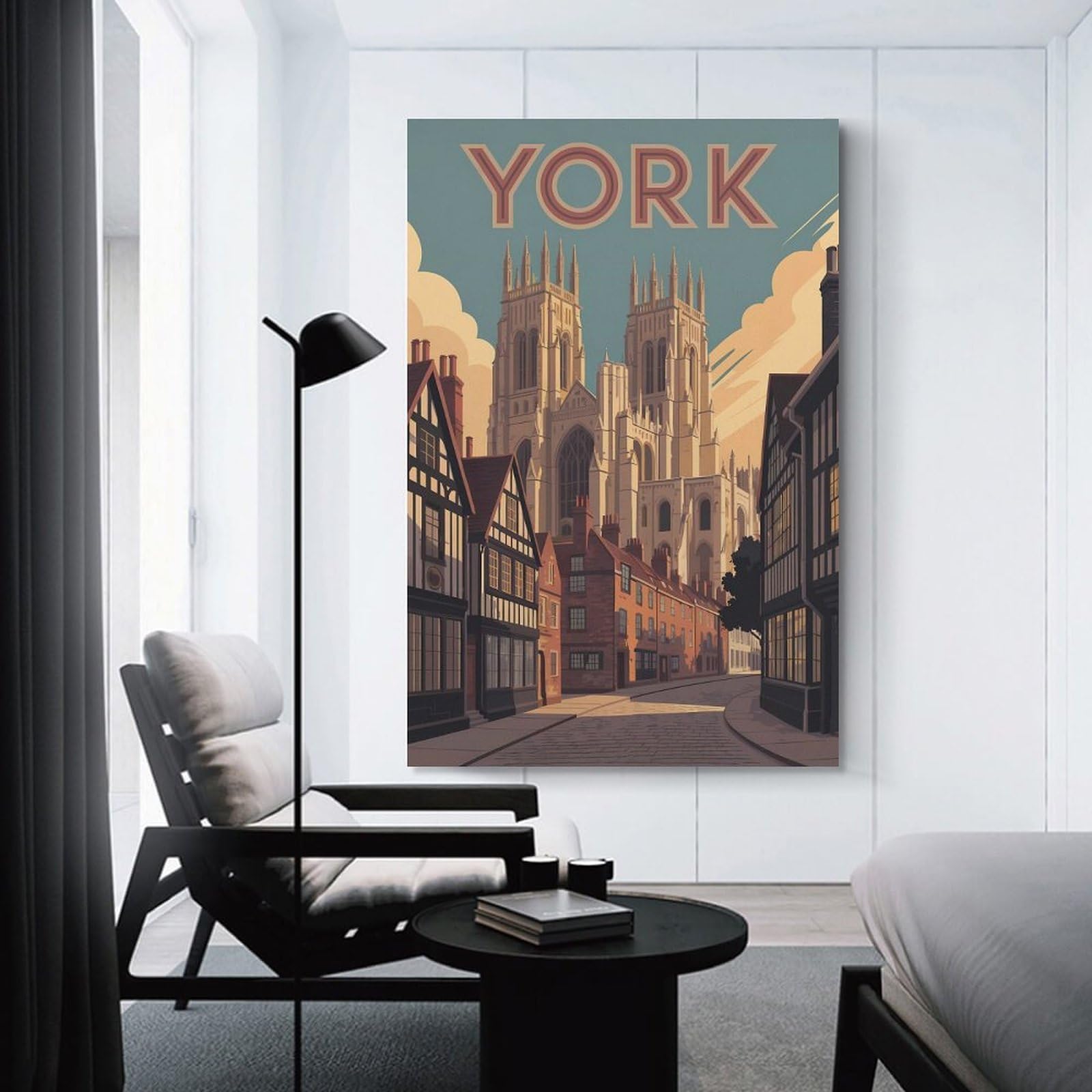 Junmoney York Travel (2) Canvas Wall Decor 24x36inch(60x90cm), for Entrance Walls, Hall Decor Or Foyers, Wall Decor to Refresh Empty Corners