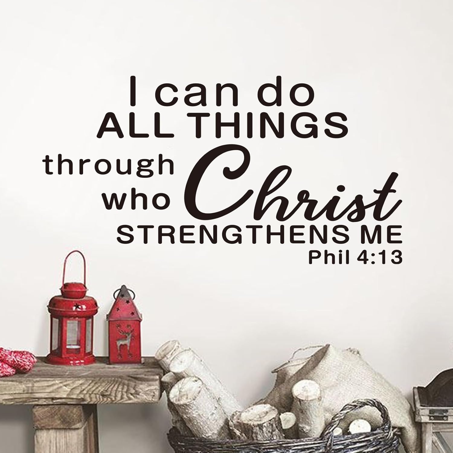 Christian Wall Decals for Living Room: Bible Verse Inspirational Quotes Bedroom Bathroom Vinyl Art Wall Stickers - I Can Do All Things Through 36.2" X 19"