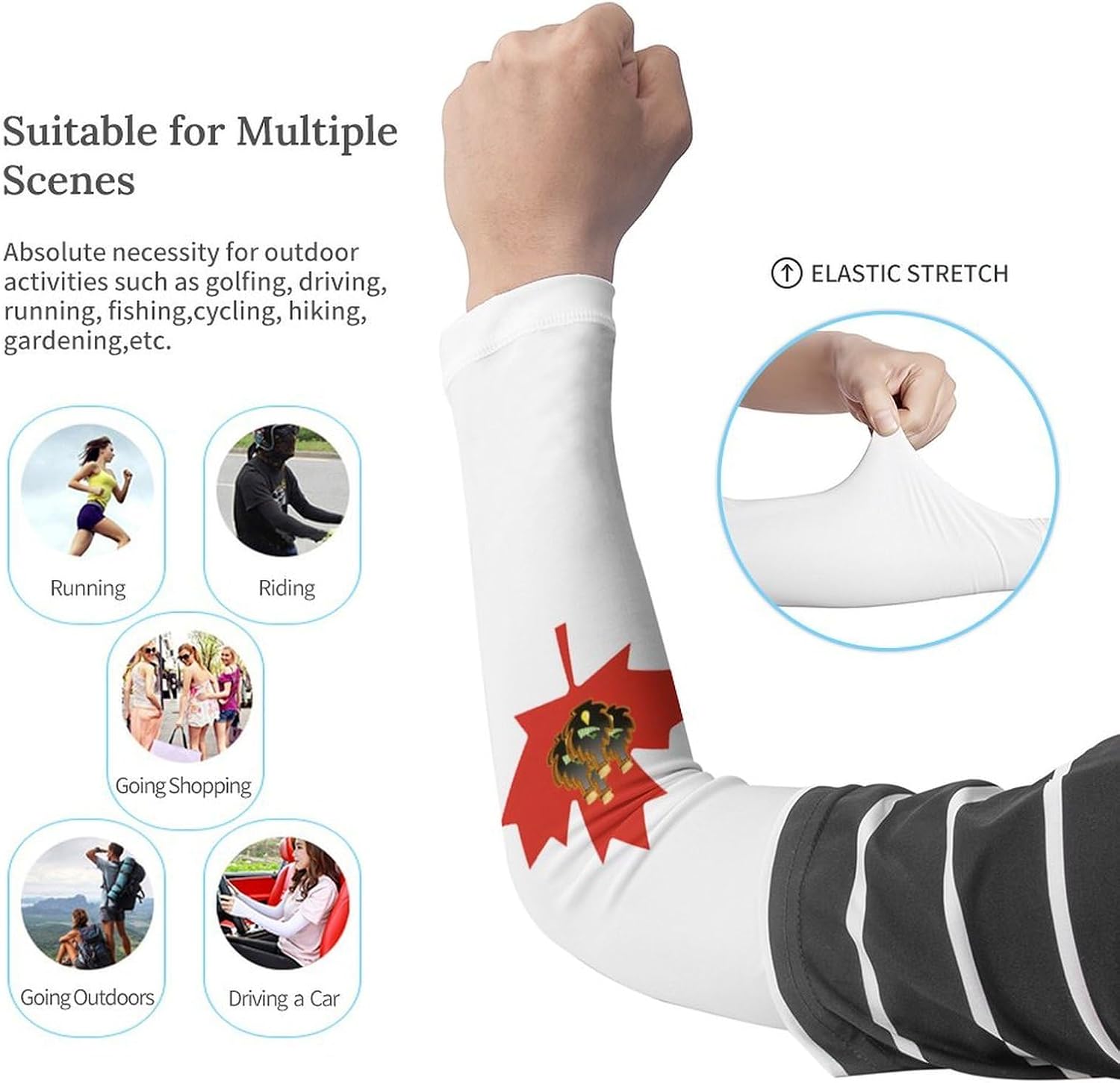 Canada Maple Syrup Canadian Flag Arm Sleeves Cooling Sun Protection Sports Compression for Golf Basketball