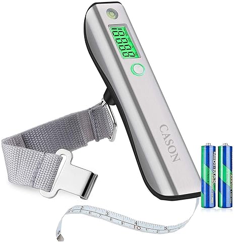 CASON (DEVICE OF C) -Metal 10g to 50 kg Luggage Scale with Measure Tape Digital Weighing Bag Weight Checker Weight Scale (Grey)
