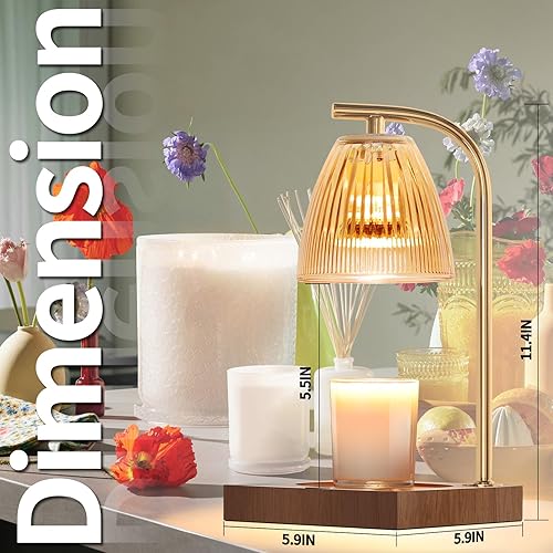 Miniatura 2 de Linstaine Lámpara calentadora de velas, calentador eléctrico de velas de arriba hacia abajo con atenuador, difusor de velas en tarro regulable para