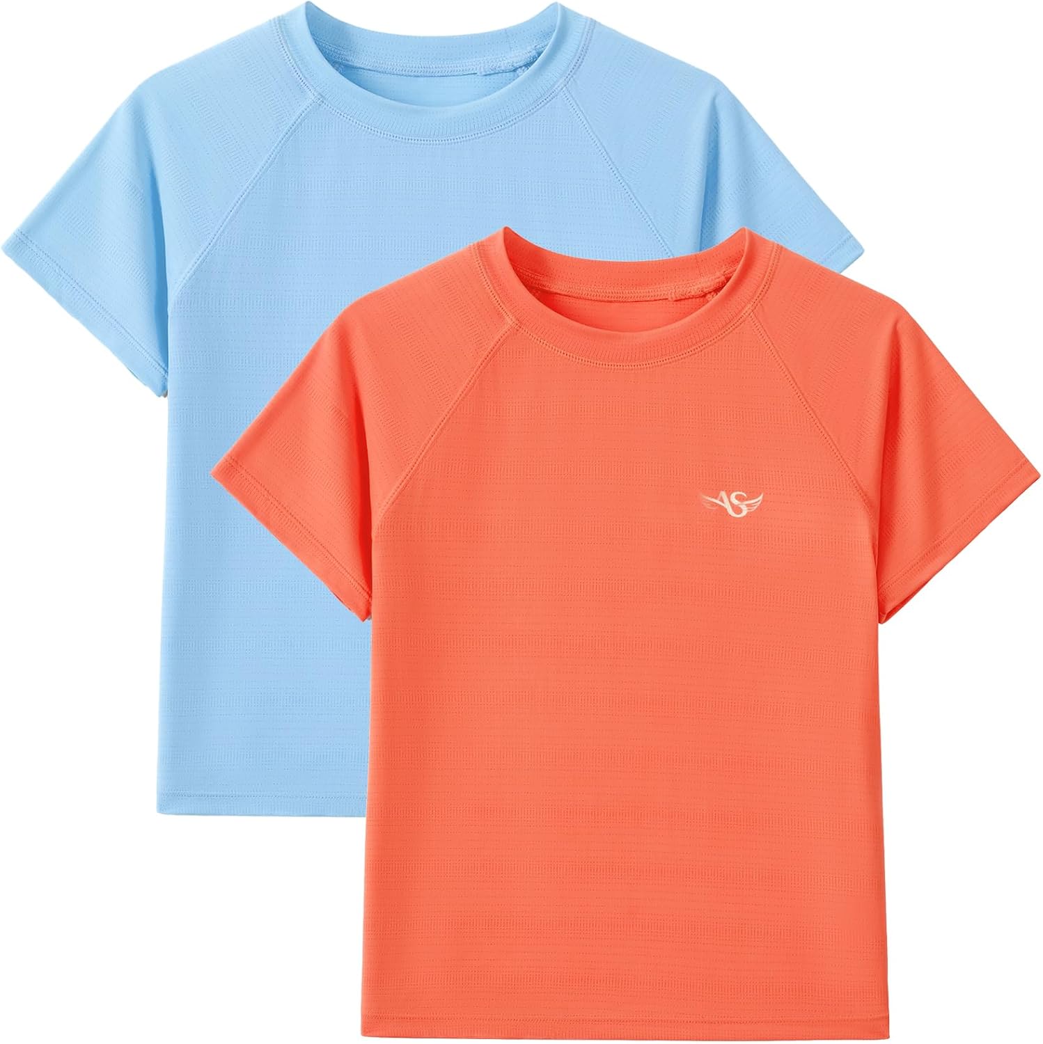 Angel season 2 Pack Boys Rash Guard Short Sleeve Size 5 Orange Summer Beach Oceanside Swim Shirts UPF 50+ Outdoor Hiking Fishing Quick Dry Orange Blue Breathable Lightweight