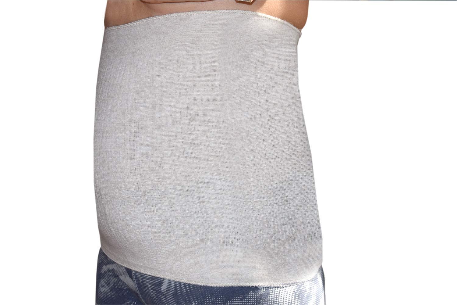 PANCERA Ceinture Thermique Laine 50% Dos Ventre Reins Foie - Bande Élastique Soutien Unisexe Homme Femme Blanc