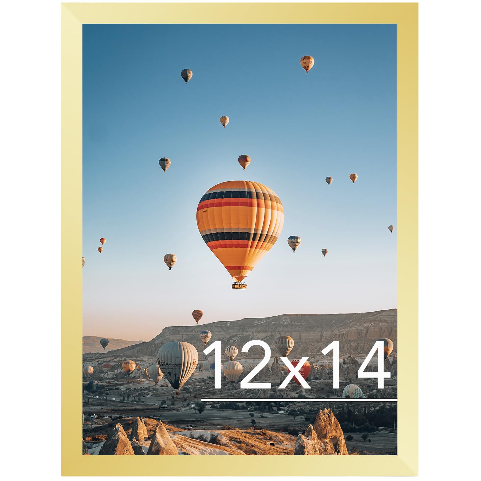 JCJMY 12x14 Picture Frame Gold for Wall Hanging, Wall Mounting Horizontally or Vertically, 12 x 14 Wall Gallery Poster Photo Frames with Durable Shatter Resistant Plexiglass, Gold