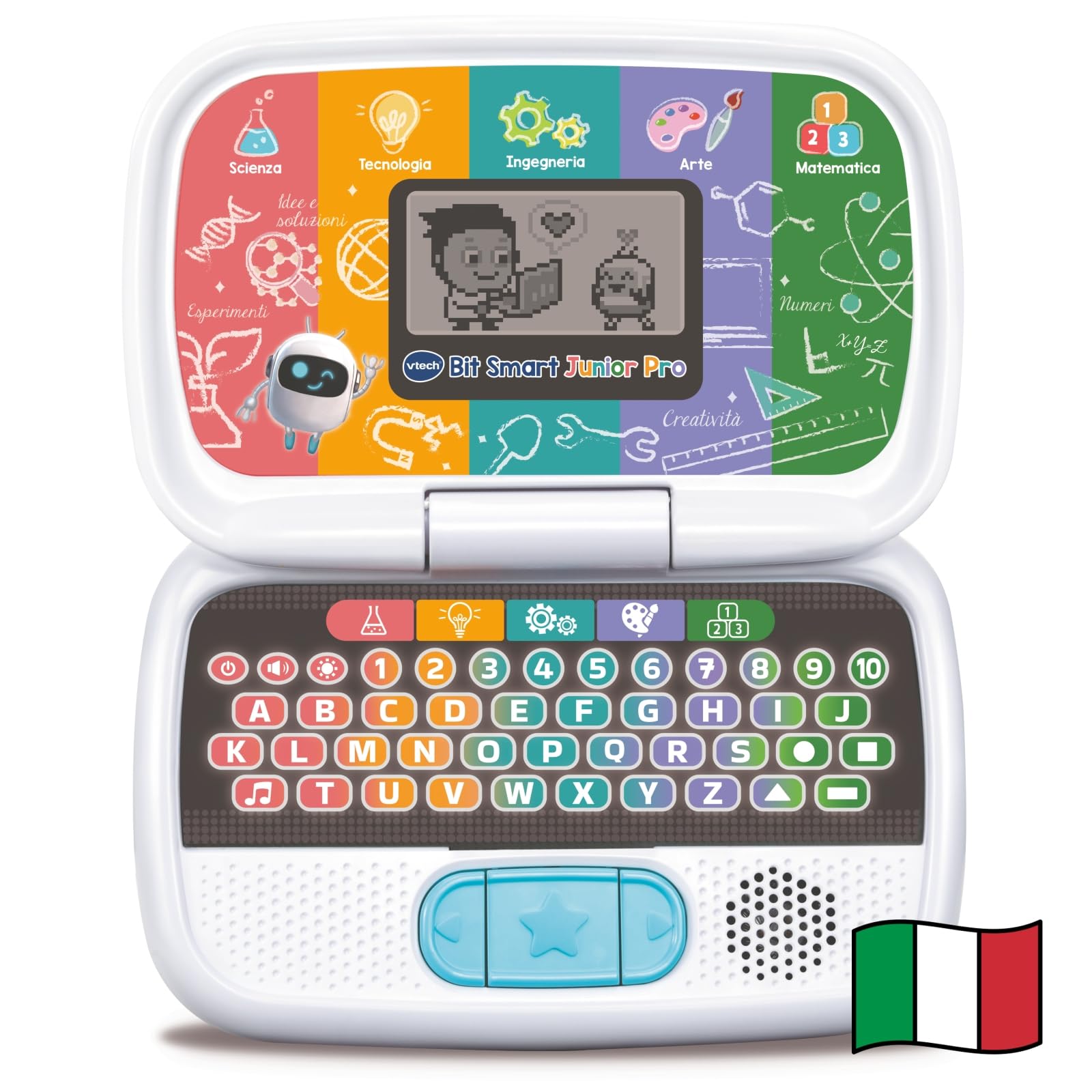 VTech Bit Smart Junior Pro, Computer Educativo S.T.E.A.M., Computer per Bambini con Molte Attività Integrate, Schermo LCD Animato, Volume Regolabile, Spegnimento Automatico, Batterie Incluse, 3-7 Anni