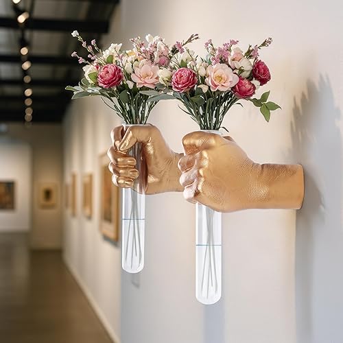 Miniatura 2 de 2 piezas de esculturas de pared, florero de manos para decoración del hogar, escultura artística de montaje en pared, estatua de arte de pared