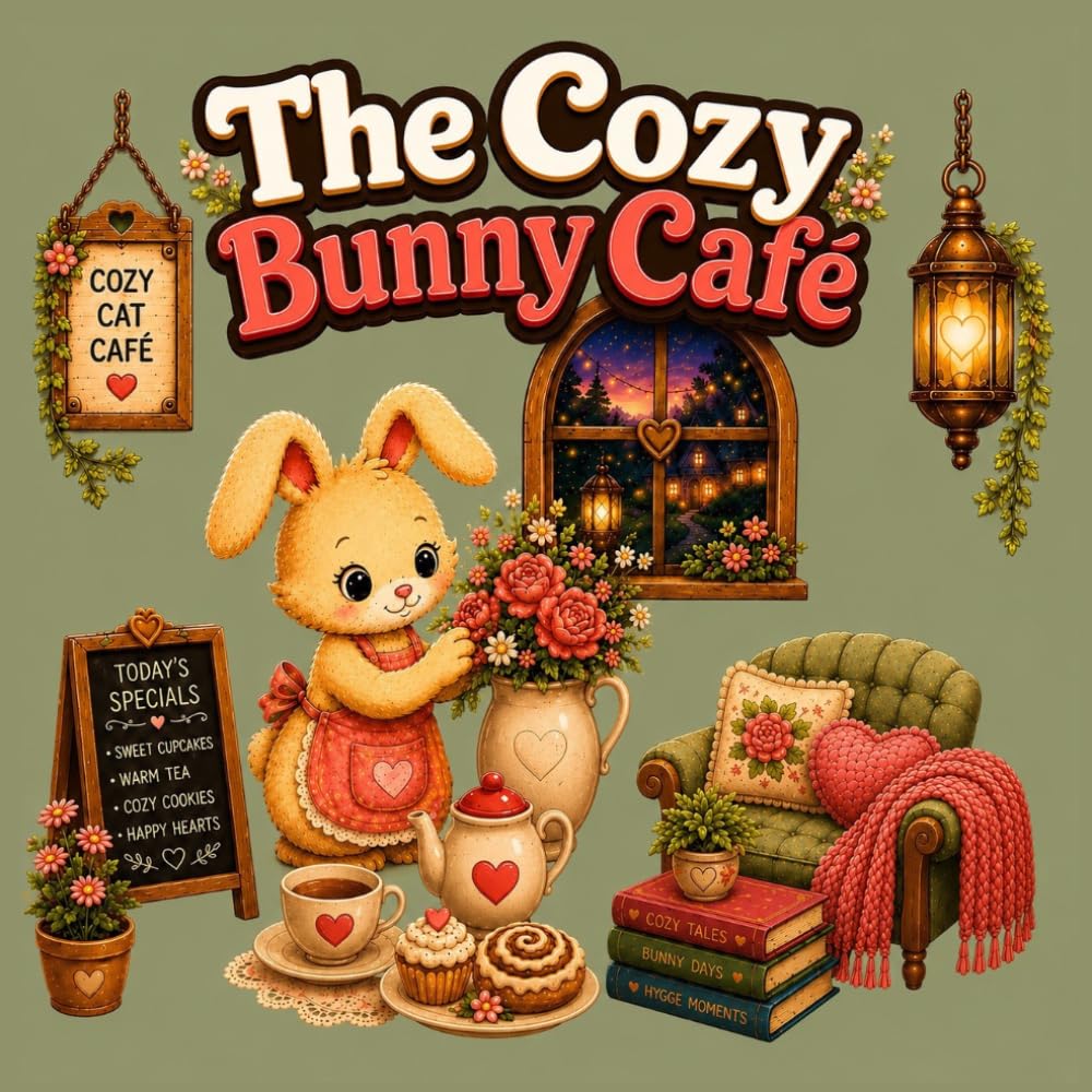 The Cozy Bunny Café: A Calm & Cozy Hygge Coloring Book for Adults Featuring Relaxing Café Scenes, Sweet Treats, Warm Lantern Glow, and Adorable Bunny Adventures (Calm and Cozy Coloring Books)