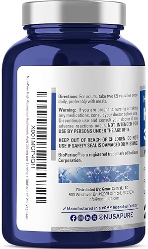 Miniatura 3 de NusaPure Ácido hialurónico 300 mg 250 cápsulas vegetales (sin OMG y sin gluten)
