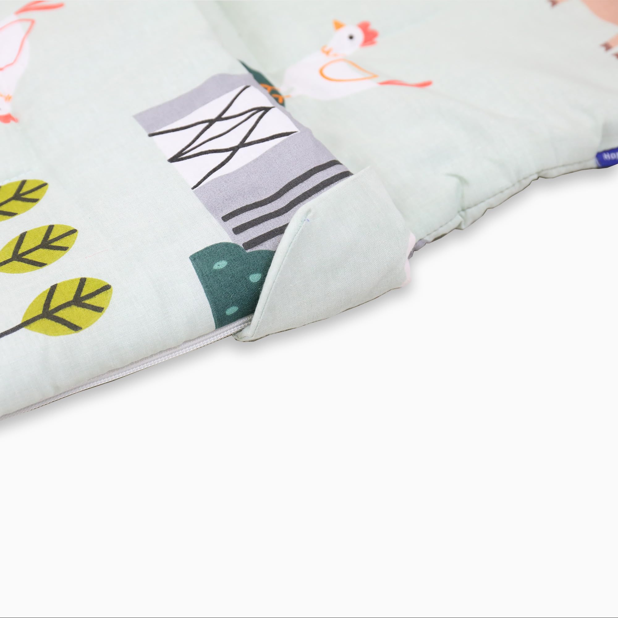 Happy Linen Company Śpiwór dwustronny dla dziewczynek, chłopców, dzieci, stodoła, farma, zielony, 155 x 65 cm