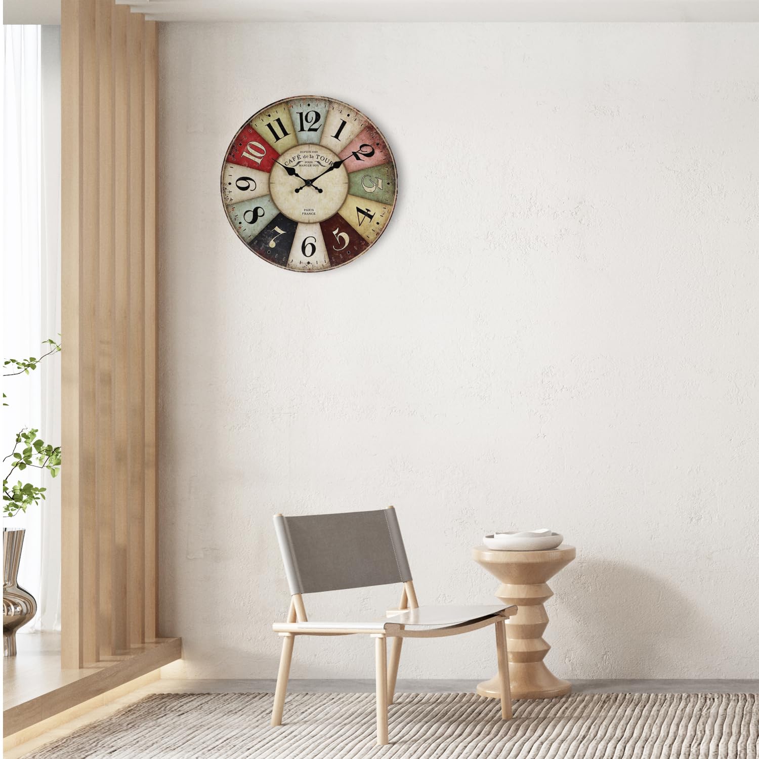 Reloj de pared – Reloj de pared de 30,5 cm, estilo retro, de cuarzo, silencioso, sin tictac, de madera, funciona con pilas, para sala de estar, cocina, hogar, baño, dormitorio (M537)