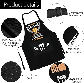 70th Birthday Man Gifts BBQ Apron for Men Funny Cooking Apron 70th Birthday Gift Kitchen Apron Cotton Apron Black Men Gift Ideas Birthday BBQ Party