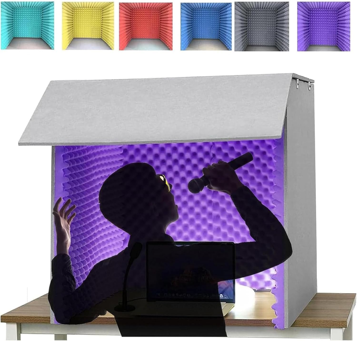Équipement de Studio d'enregistrement, Cabine d'isolation, boîte de Cabine vocale d'enregistrement sonore Portable Faite Maison, for Studio, Blog, Utilisation vocale(Purple,60 * 60cm)