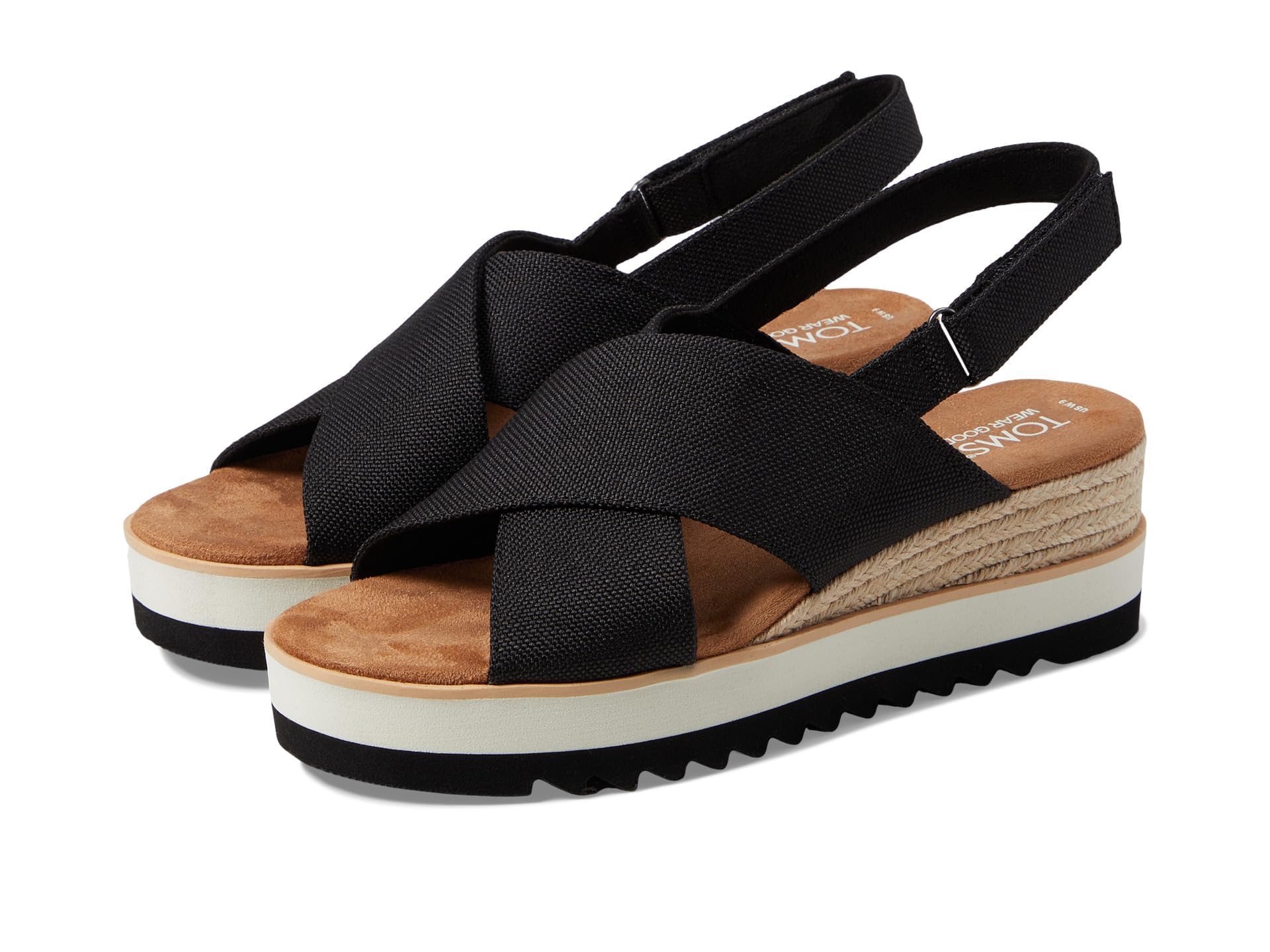 TOMS Women's Shayla Espadrille Wedge Sandal, Black, 4.5 UK
