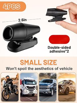 4PCS Wind & Ultrasonic Deer Safe Whistles for Vehicles - Deer Horn with Self-Adhesive Tape, Automotive Safety Kits for Car Avoid Collisions