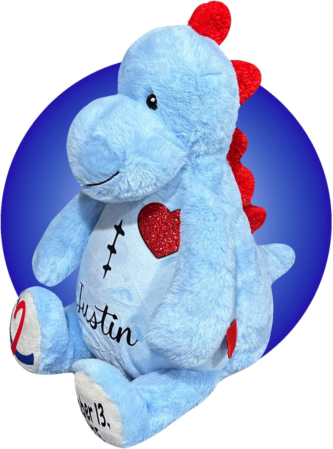 Personalized CHD Heart Warrior Companions - Surgery Stuffed 17" Blue Dinosaurs - Gifts for Kid Having Surgery - Custom Scar Buddy - Heart Warrior Presents - Surgery Recovery Items