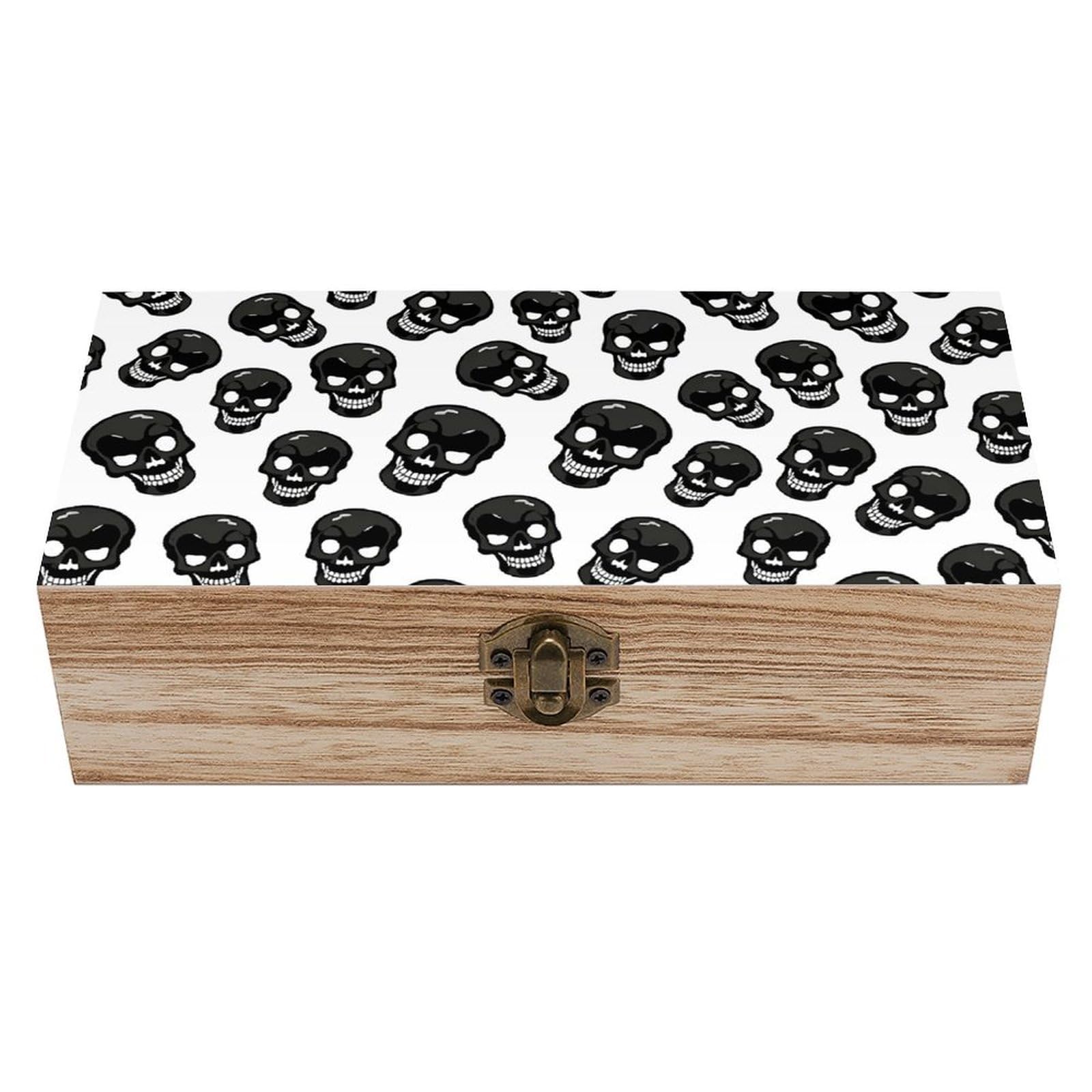 FodPand Decorative Keepsake Box Wooden Storage Boxes with Hinged Lid Handmade Skull Wood Organizer Memory Treasure Box for Jewelry Craft Card Photo Storage Wedding Bridal Shower Gifts