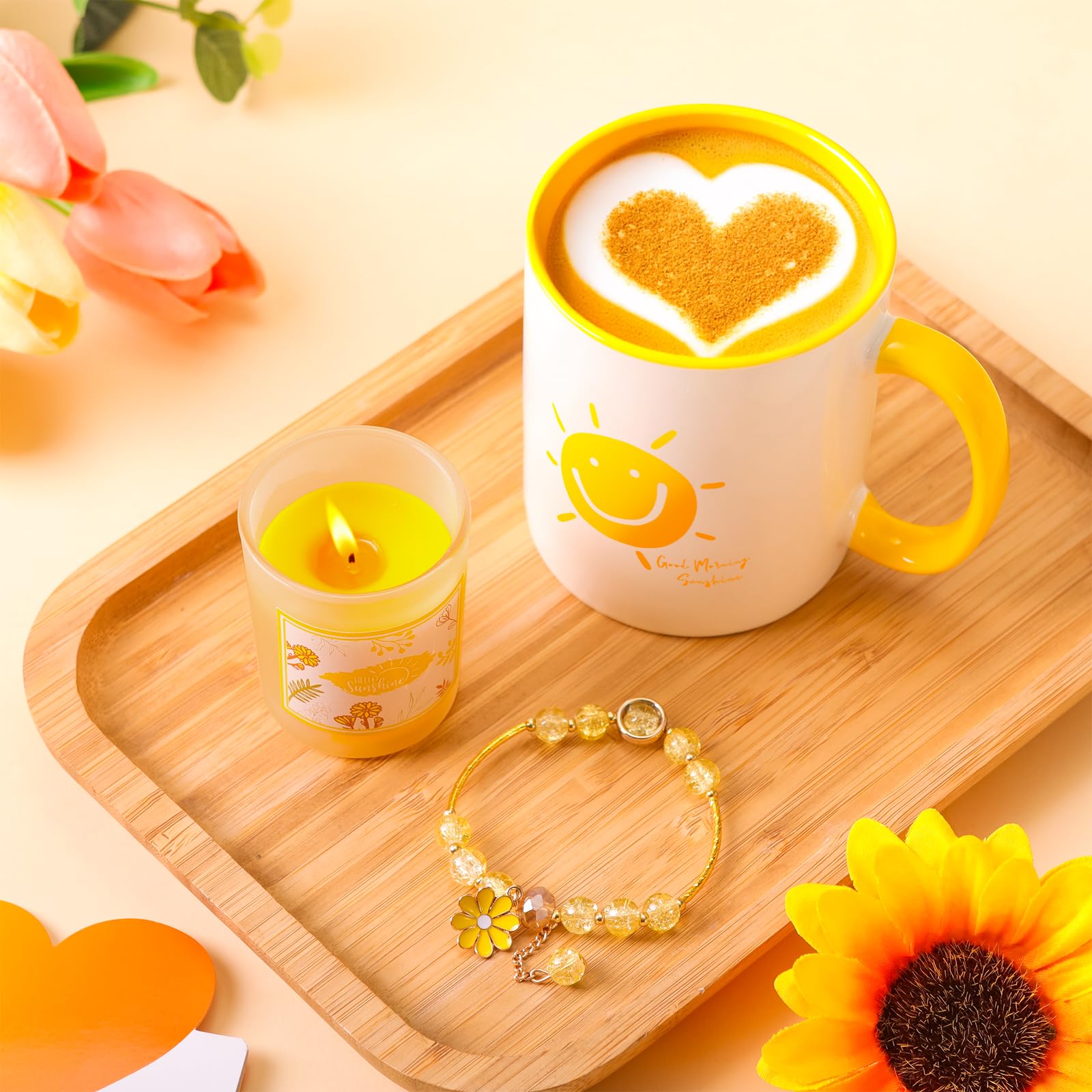 Regalos de girasoles para mujeres, set de regalo de taza Sunshine para mujeres, regalos de buena recuperación, regalo de cumpleaños personalizado para novia, mejor amiga, hermana, madre y