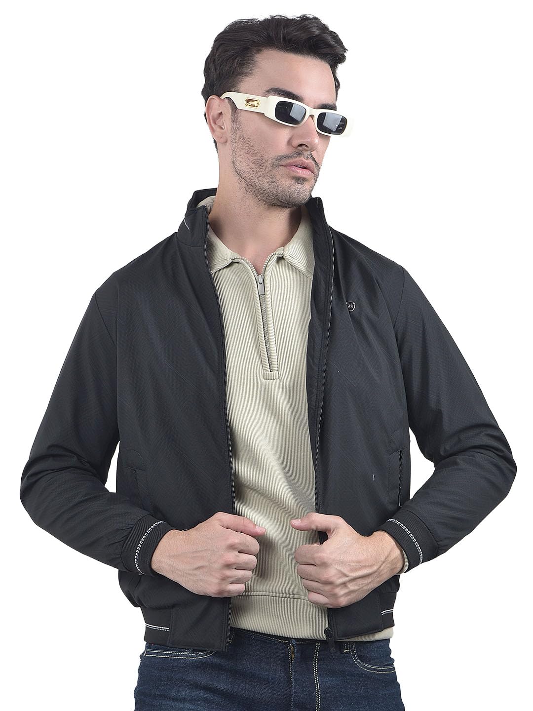 Men's Black Printed Puffer Jacket-image-4